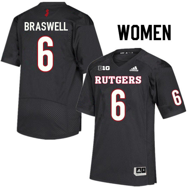 Women #6 Christian Braswell Rutgers Scarlet Knights College Football Jerseys Sale-Black